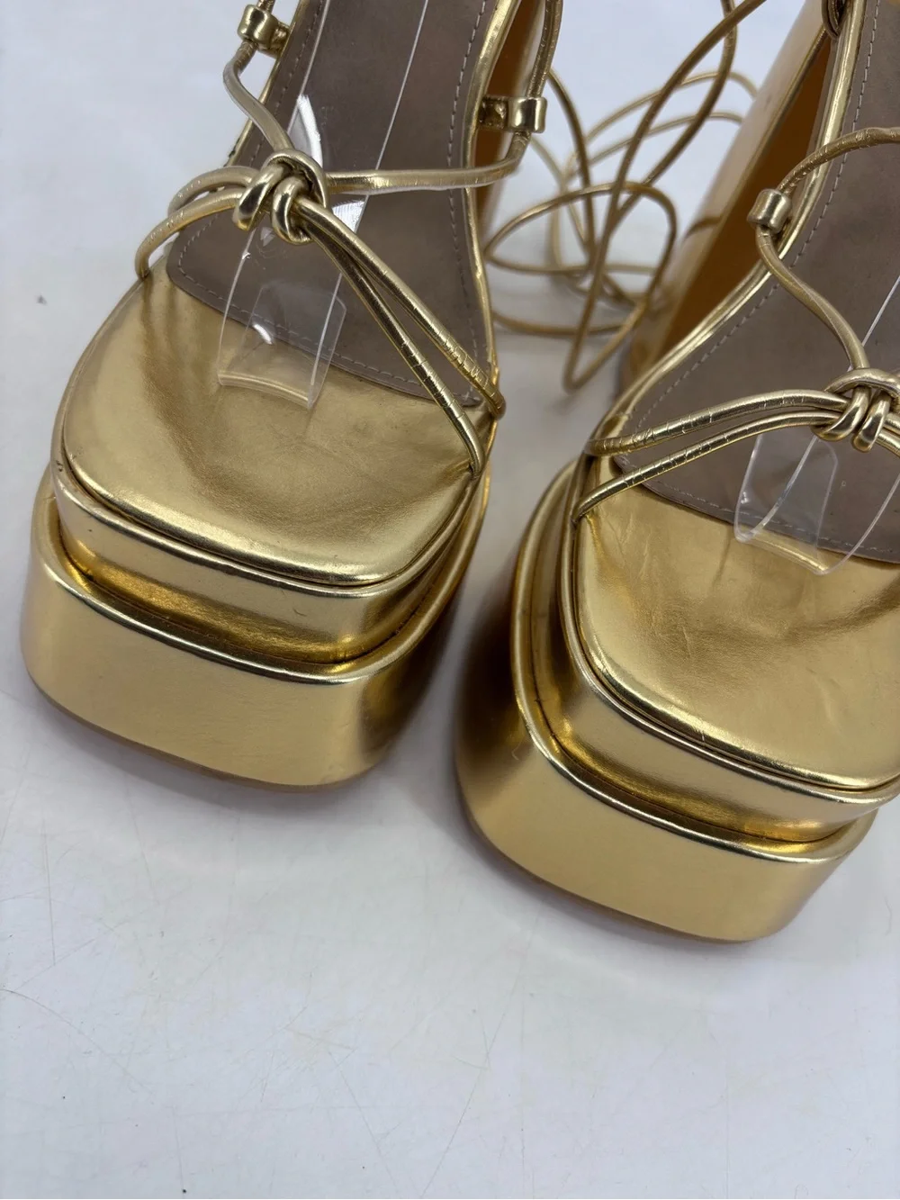 EGO x Stassie Mia Kylie Jenner Khloe Kardashian Metallic Retro 70s Platform Heel
